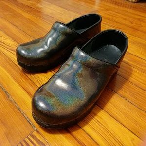Iridescent Rainbow Black Dansko Clogs